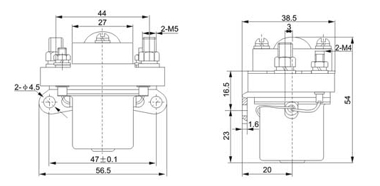 ZJ-50直流接觸器外形尺寸圖